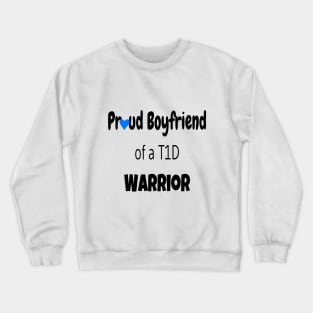 Proud Boyfriend Black Text Blue Heart Crewneck Sweatshirt